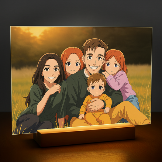 Familie wie aus einem Anime - Acrylglas Porträt für Eltern