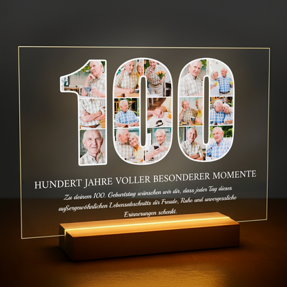 Wünsche zum 100. Geburtstag – personalisierter Druck auf Glas für den Großvater