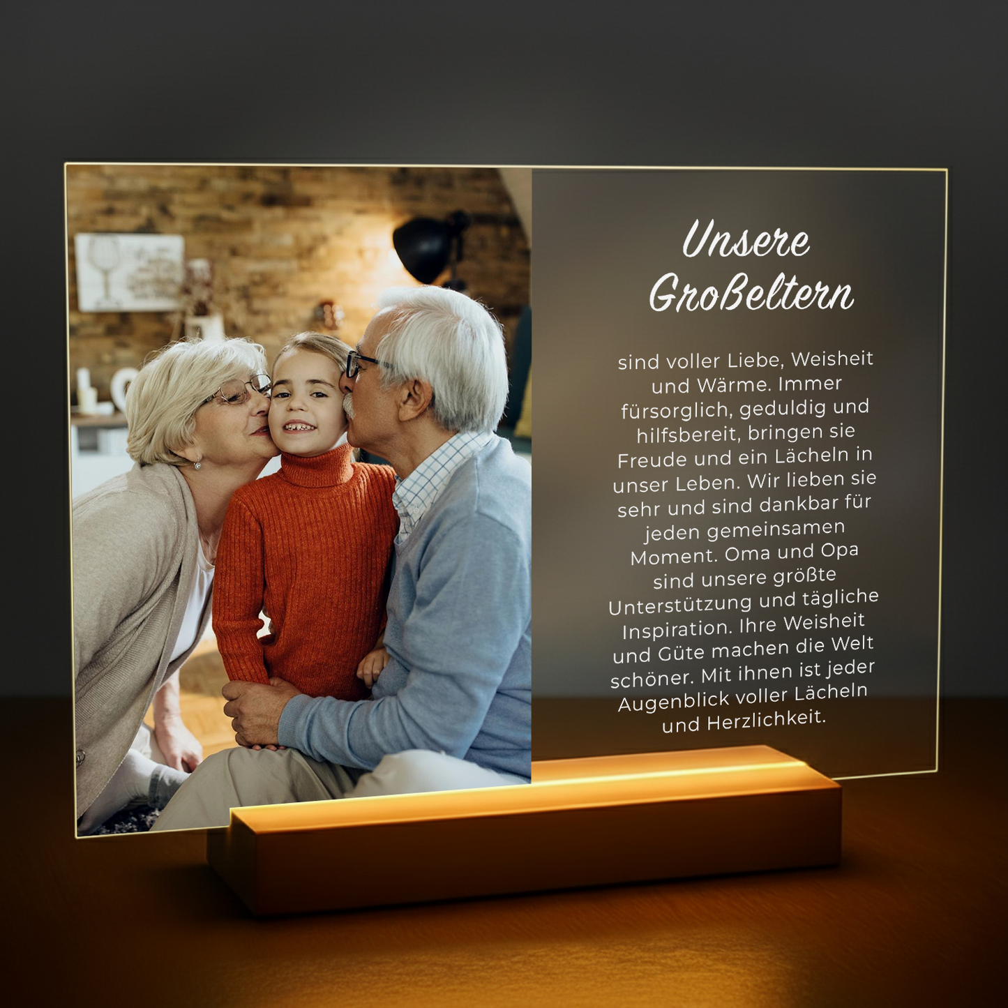 Unsere Großeltern – personalisierter Druck auf Glas für den Großvater