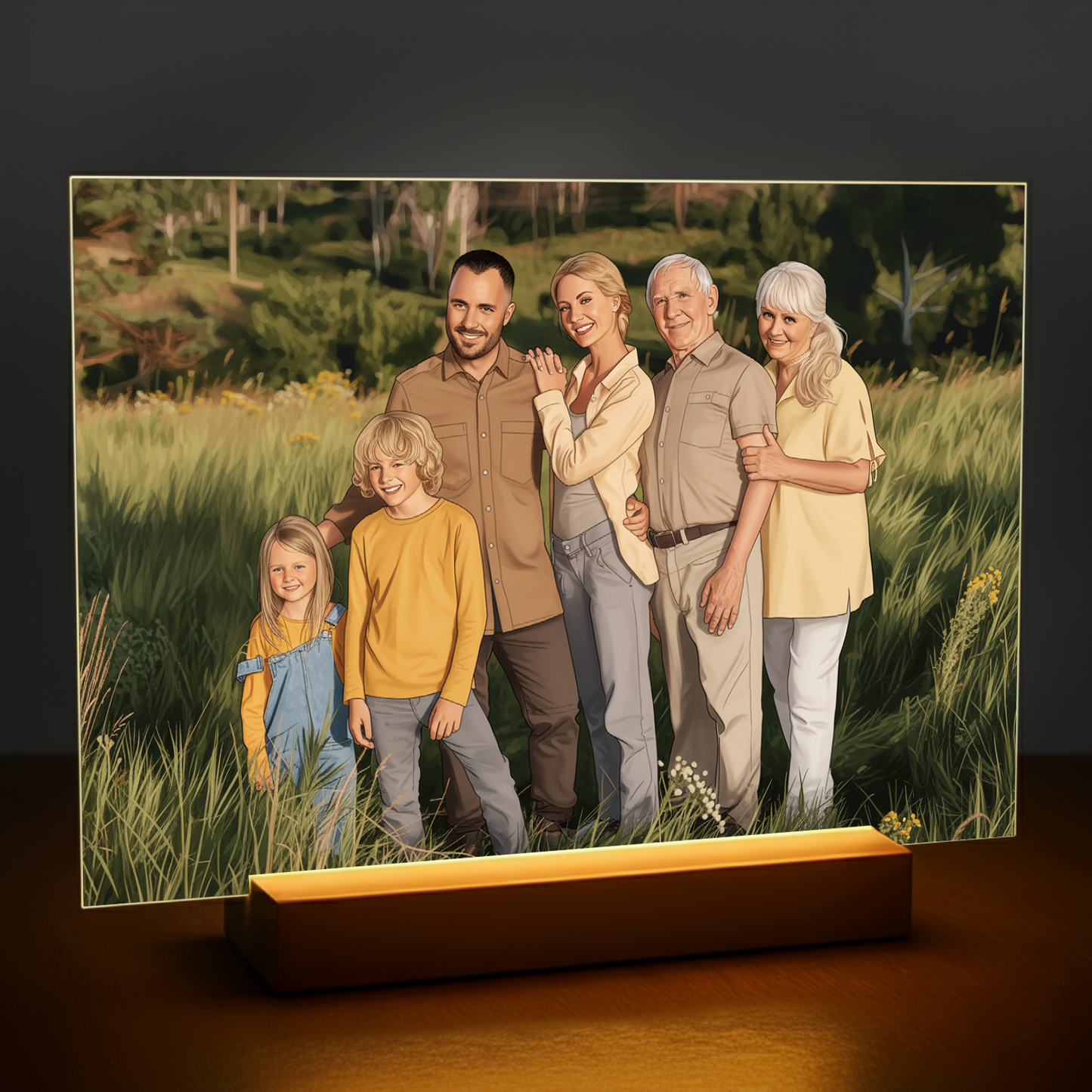 Familie im Cartoon-Stil - Acrylglas-Porträt für die Eltern