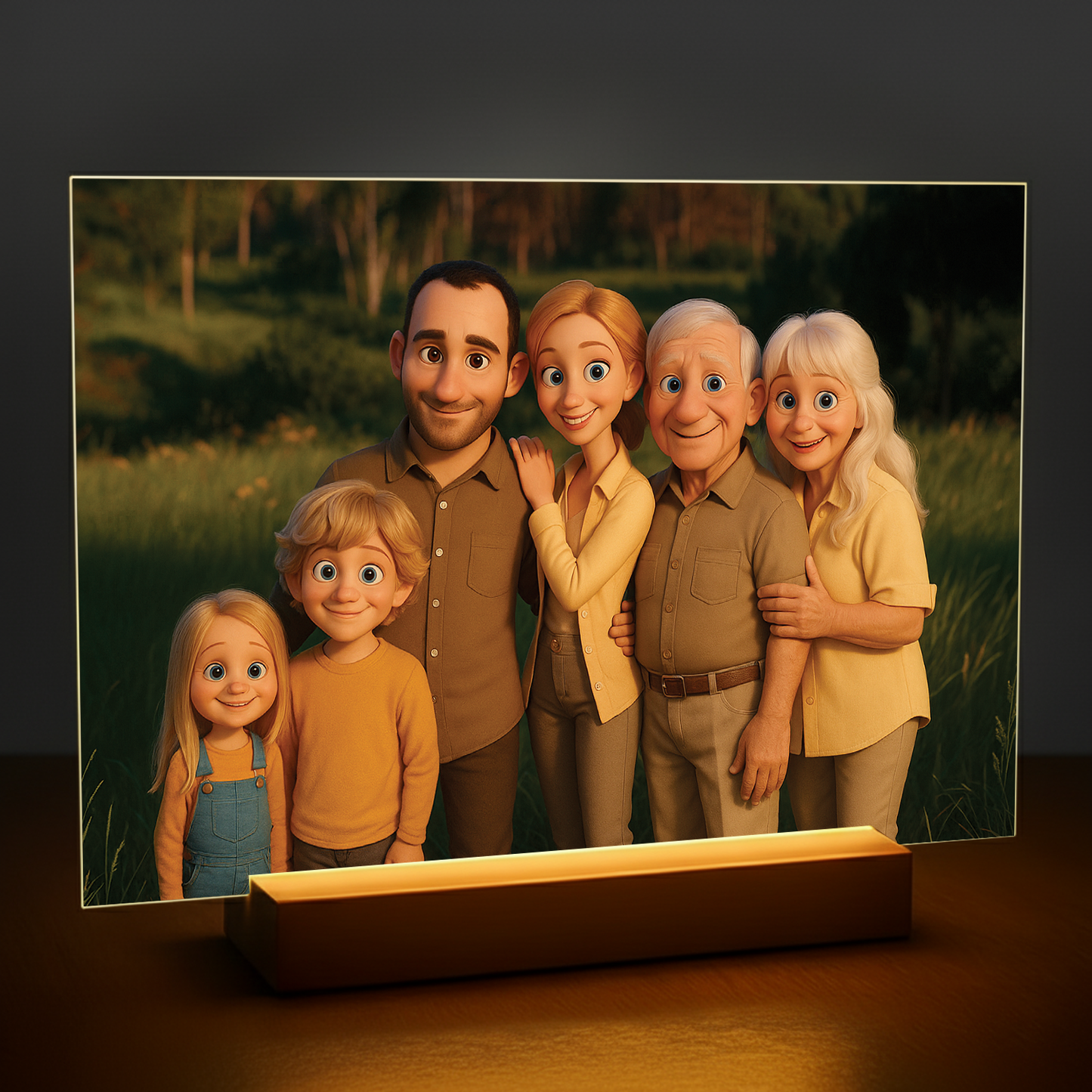 Familie im 3D-Animationsstil - Acrylglas Porträt für Eltern