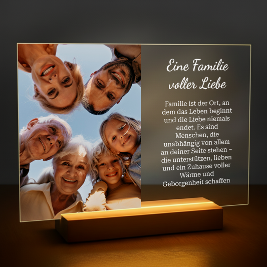Familie voller Liebe – personalisierter Glasdruck
