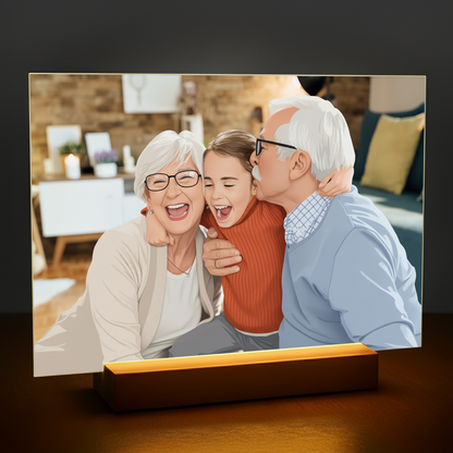Großeltern im Illustrationsstil - Acrylglas Porträt für Großeltern