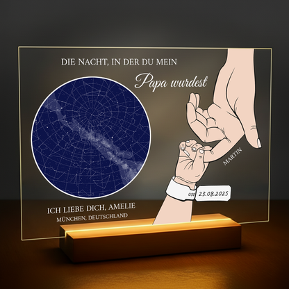 Die Nacht, in der du Vater geworden bist – personalisierter Druck auf Glas für Papa