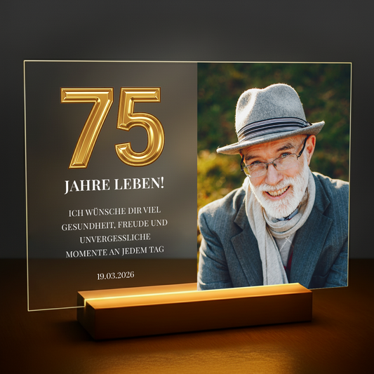 75 wundervolle Jahre – personalisierter Druck auf Acrylglas für Mann