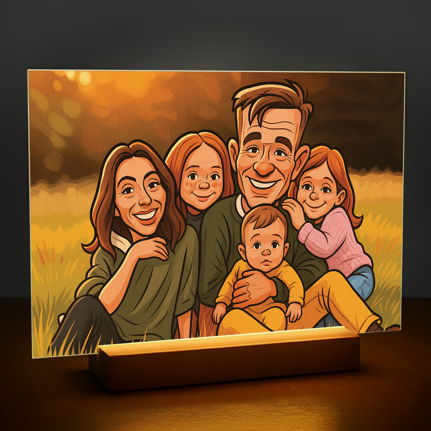 Familie im Karikatureffekt – Acrylglas Porträt für Eltern
