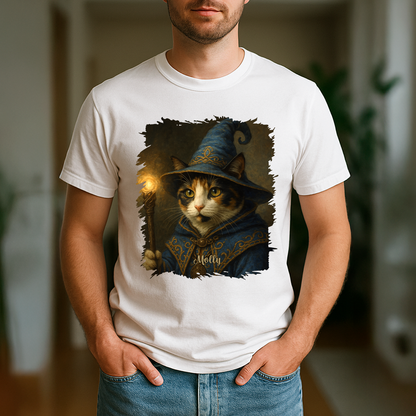 Magische Katze - Herren T-Shirt mit Druck für Katzenliebhaber