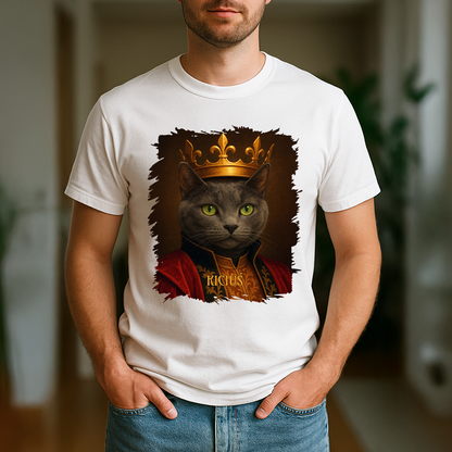 Königliche Katze – Herren-T-Shirt mit Aufdruck für Katzenliebhaber