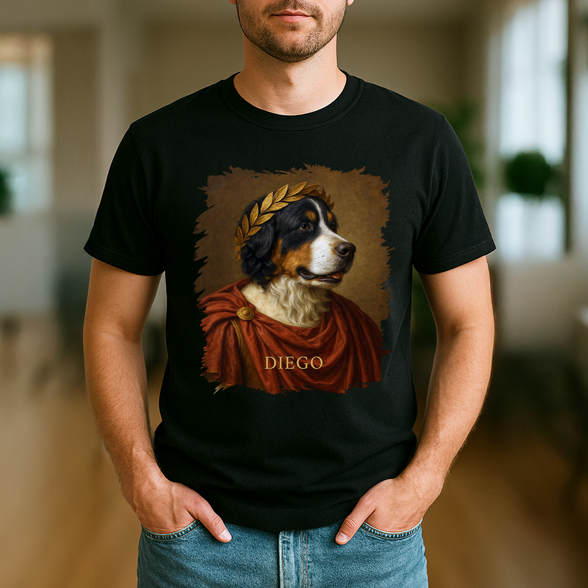 Dein Hund als Julius Cäsar – Herren-T-Shirt mit Aufdruck für Hundefans