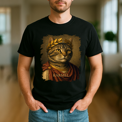 Katze wie Julius Cäsar – personalisiertes Herren-T-Shirt für Katzenliebhaber