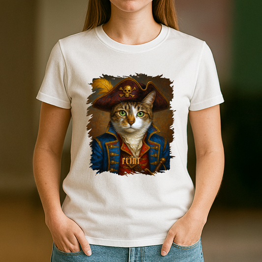 Piratkatze – Damen-T-Shirt mit Aufdruck für Katzenfans