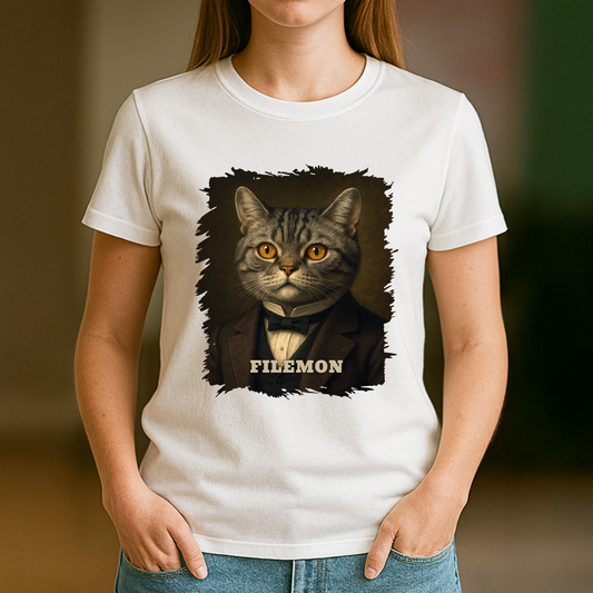 Elegante Katze – personalisiertes Damen-T-Shirt für Katzenliebhaberinnen