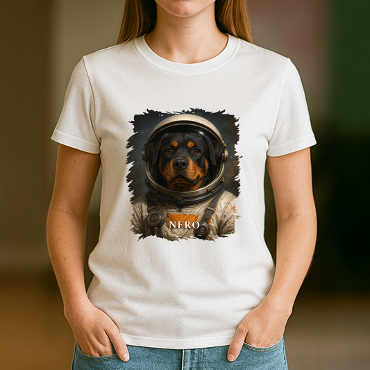 Astronautenhund – Damen-T-Shirt mit Aufdruck für Hundefans