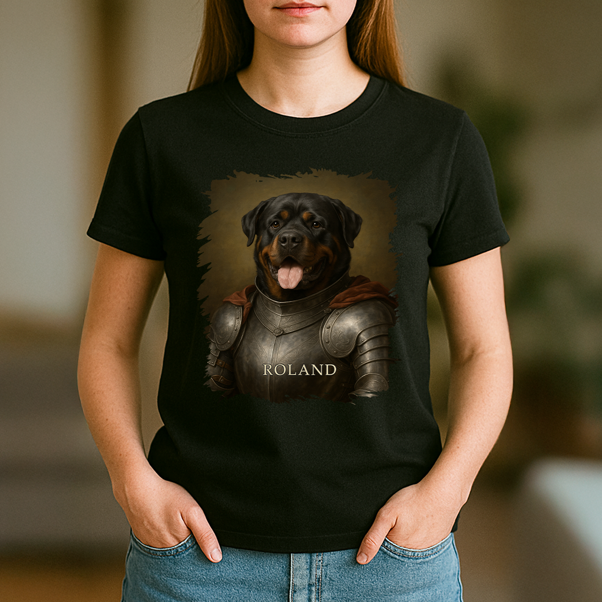 Hund als tapferer Ritter – Damen-T-Shirt mit Aufdruck für Hundefans