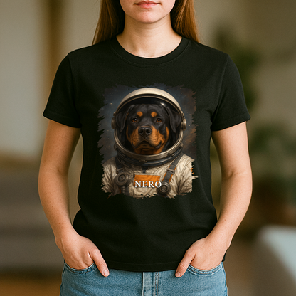 Astronautenhund – Damen-T-Shirt mit Aufdruck für Hundefans