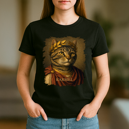 Katze wie Julius Cäsar – personalisiertes Damen-T-Shirt für Katzenliebhaberinnen