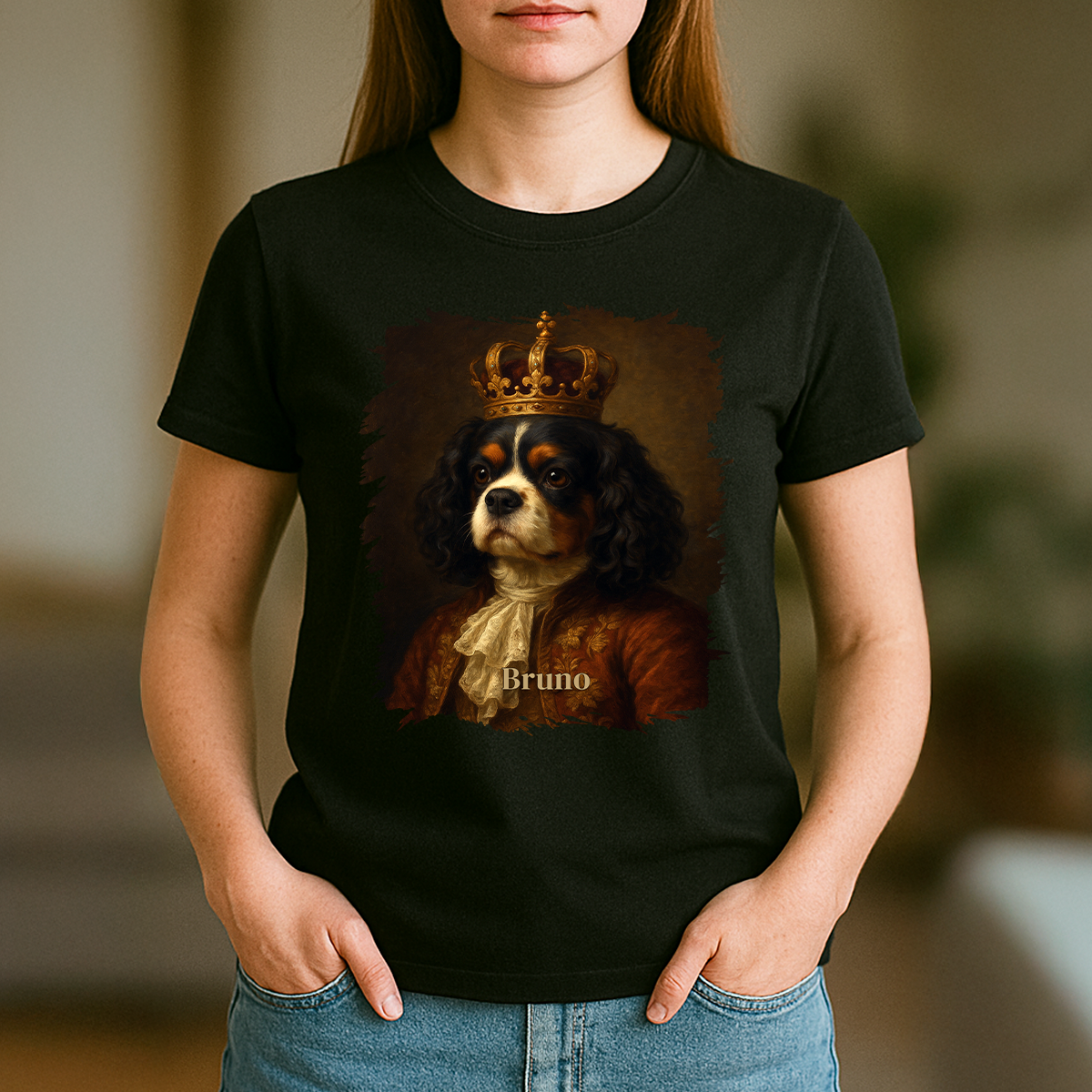 Königlicher Hund – Damen-T-Shirt mit Aufdruck für Hundefans