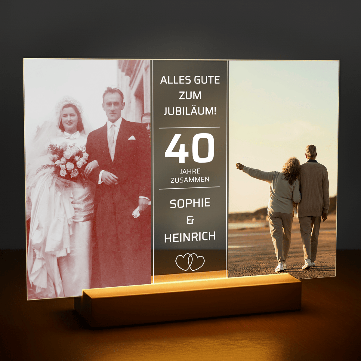 Alles Gute zum 40. Jahrestag – personalisierter Druck auf Glas - Emmygift.de
