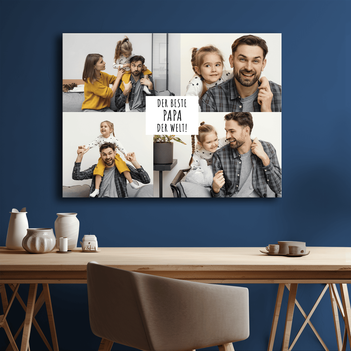 Bester Papa der Welt – Fotokollage, personalisierter Leinwanddruck - Emmygift.de