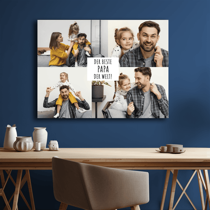 Bester Papa der Welt – Fotokollage, personalisierter Leinwanddruck - Emmygift.de