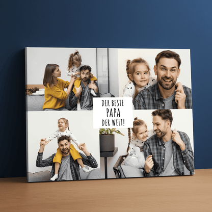 Bester Papa der Welt – Fotokollage, personalisierter Leinwanddruck - Emmygift.de