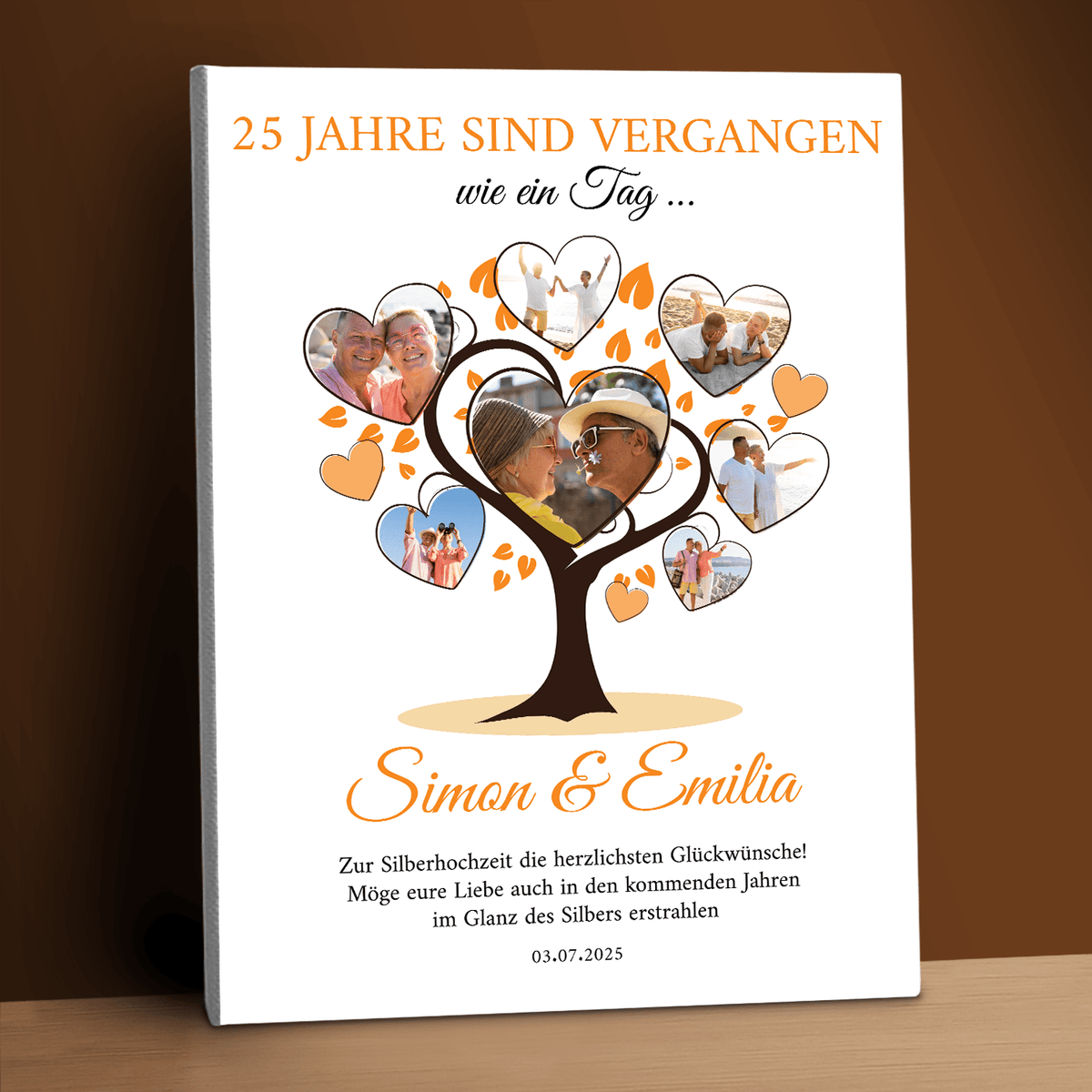 Collage 25 Jahre sind vergangen – personalisierter Leinwanddruck - Emmygift.de