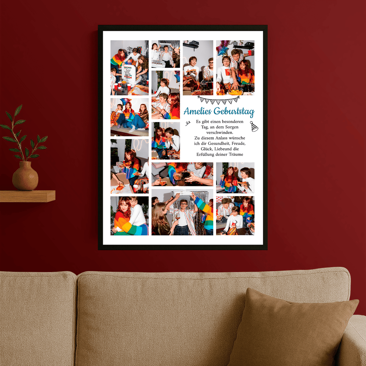 Collage aus 13 Fotos mit Glückwünschen – personalisiertes Poster für sie - Emmygift.de