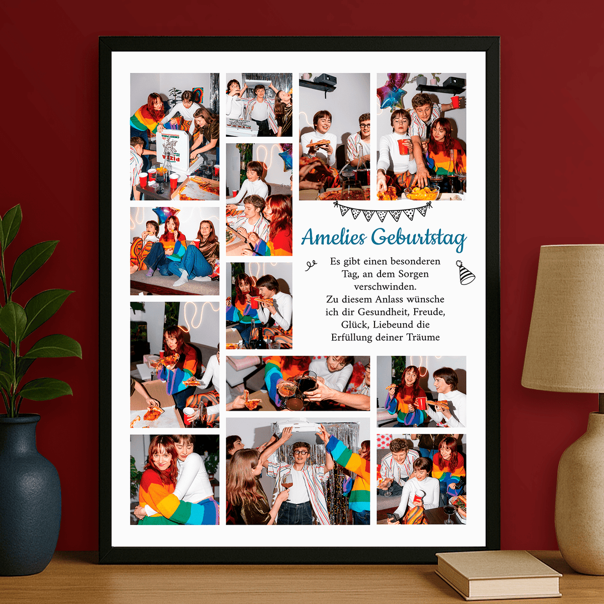 Collage aus 13 Fotos mit Glückwünschen – personalisiertes Poster für sie - Emmygift.de