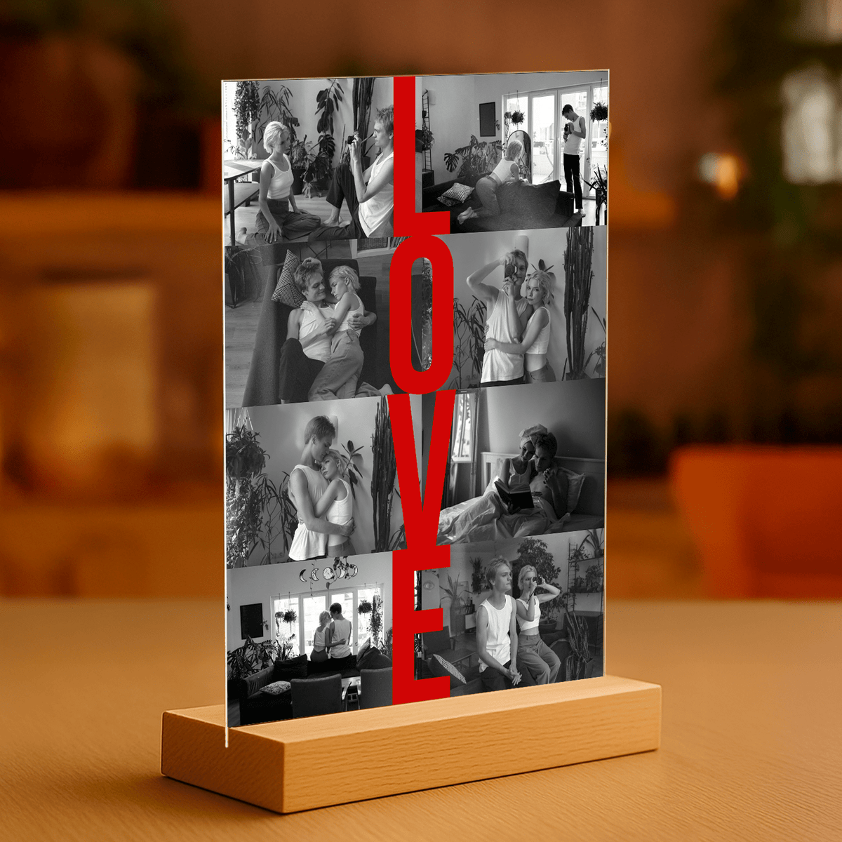 Collage aus euren 8 Fotos – personalisierter Druck auf Acrylglas für Paare - Emmygift.de