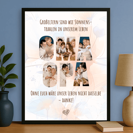Collage Großmutter und Großvater – personalisiertes Poster für die Großmutter - Emmygift.de