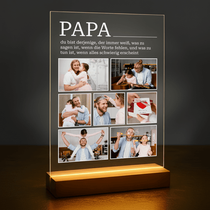 Collage mit 7 Fotos + Text – personalisierter Glasdruck - Emmygift.de
