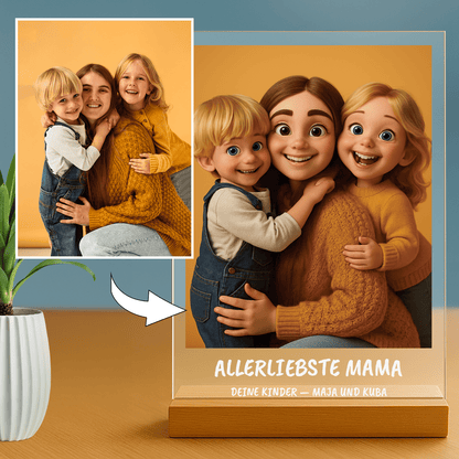 Comic-Porträt auf Acrylglas – Geschenk zum Muttertag - Emmygift.de
