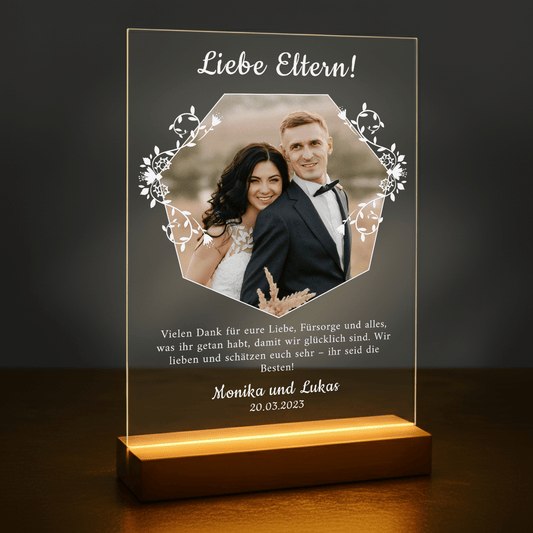 Dankeschön an die Eltern – personalisierter Druck auf Glas für Eltern - Emmygift.de
