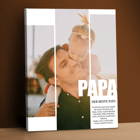 Das beste Papa-Foto + Text – personalisierter Leinwanddruck - Emmygift.de