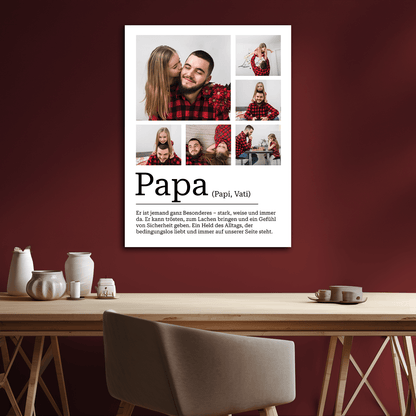 Definition des Wortes „Papa“ – personalisierter Leinwanddruck - Emmygift.de