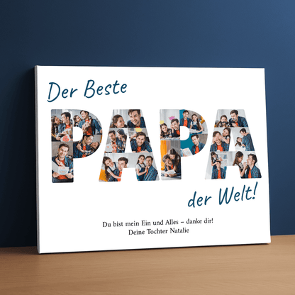 Der beste Papa der Welt – Collage – personalisierter Leinwanddruck - Emmygift.de
