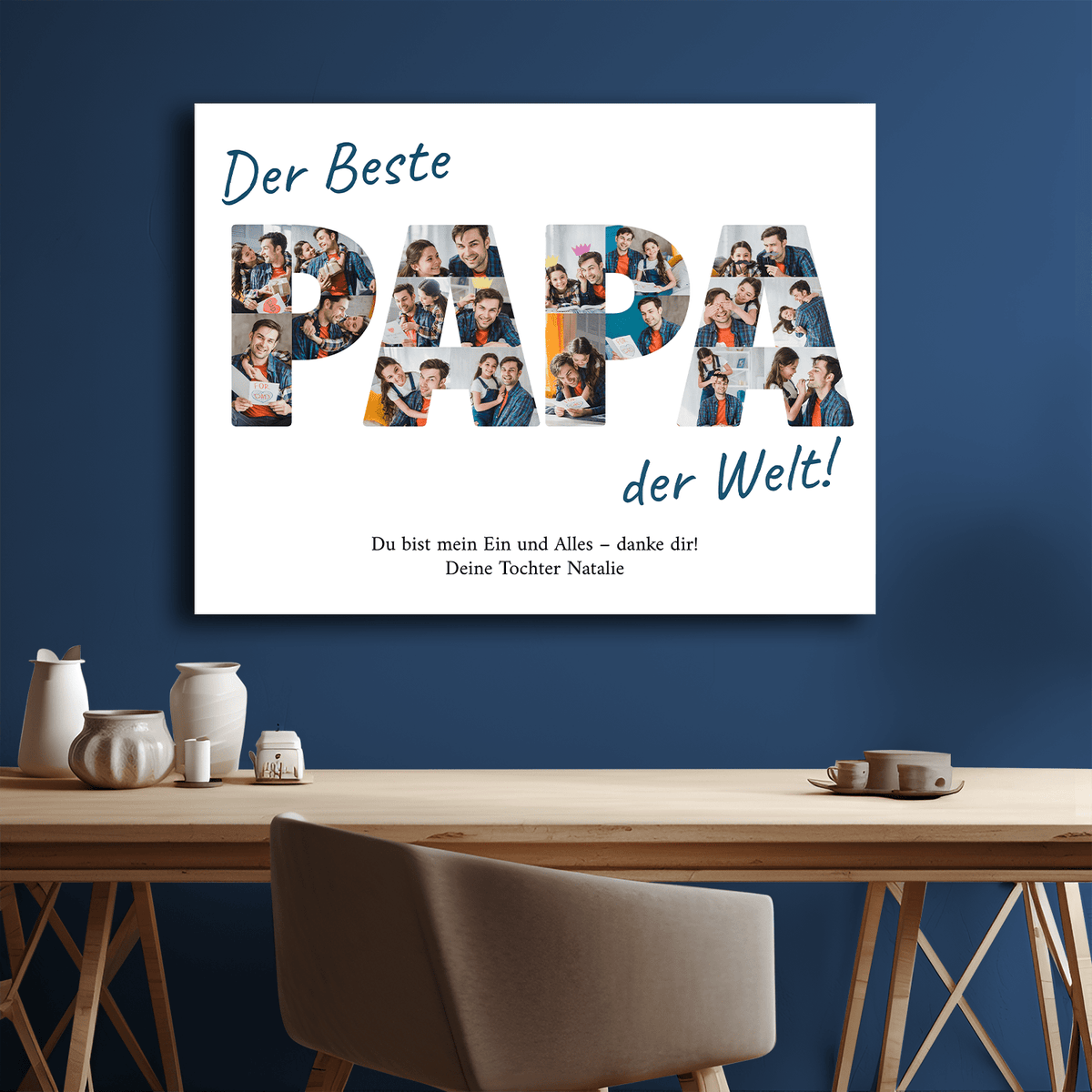 Der beste Papa der Welt – Collage – personalisierter Leinwanddruck - Emmygift.de