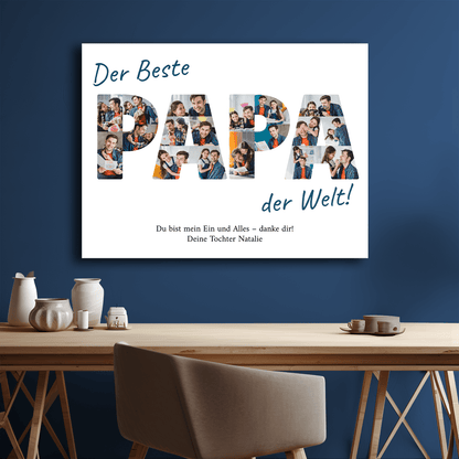Der beste Papa der Welt – Collage – personalisierter Leinwanddruck - Emmygift.de