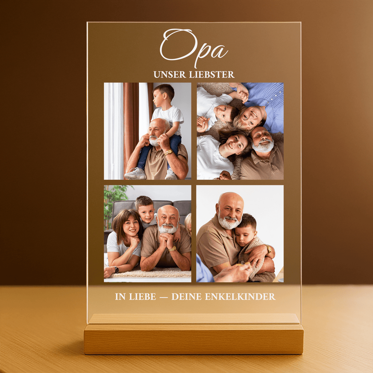 Der liebste Großvater Fotocollage – personalisierter Druck auf Glas für den Großvater - Emmygift.de
