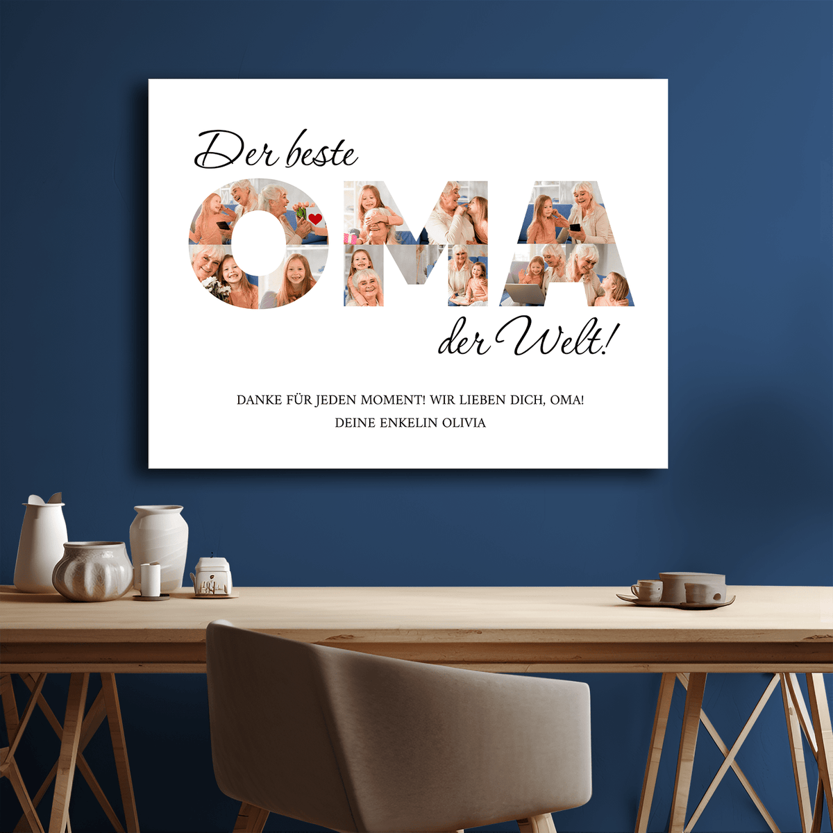 Die beste Oma der Welt – eine Collage auf Leinwand für die Oma - Emmygift.de