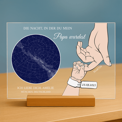 Die Nacht, in der du Vater geworden bist – personalisierter Druck auf Glas für Papa - Emmygift.de