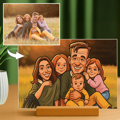 Familie im Karikatureffekt – Acrylglas Porträt für Eltern