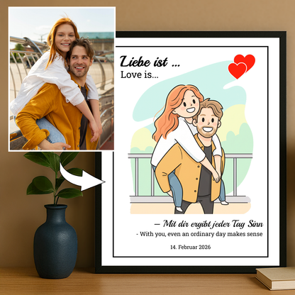 Illustration eines verliebten Paares + Text – personalisiertes Poster für Paare