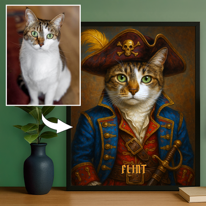 Haustier als Pirat – personalisiertes Poster für Katzenliebhaber