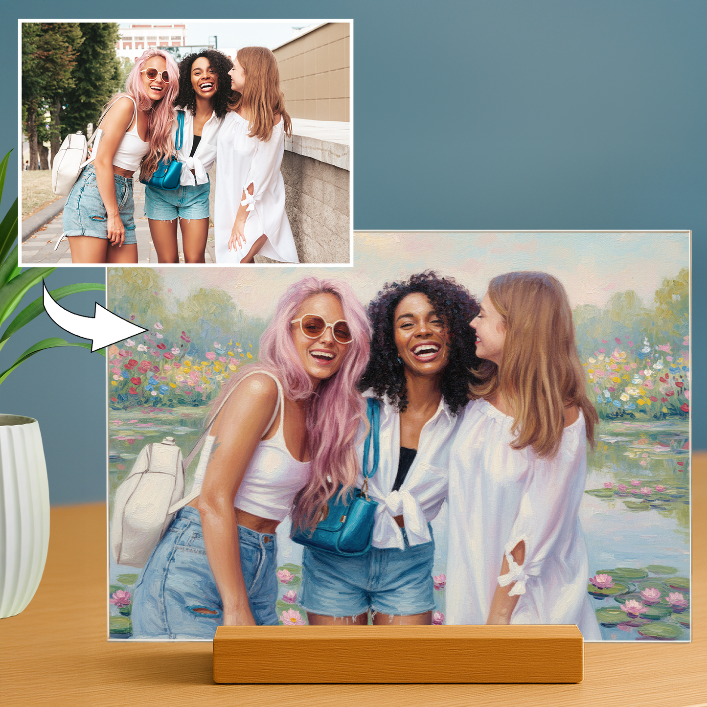 Freundinnen im Monet-Stil - Acrylglas-Porträt für eine Freundin