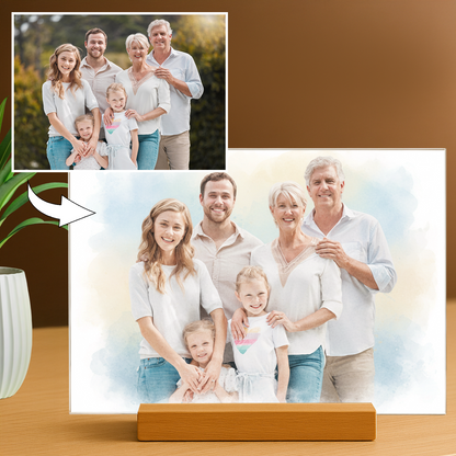 Familie im Aquarellstil - Acrylglas Porträt für die Eltern