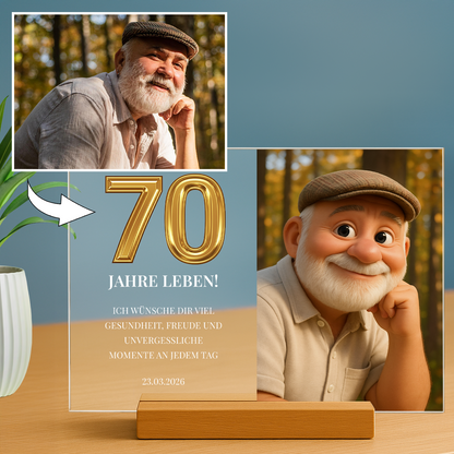 Sein 70. Geburtstag – personalisierter Glasdruck für Männer