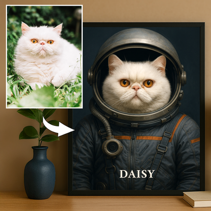 Katze als Eroberer des Weltraums – personalisiertes Poster für Katzenliebhaber