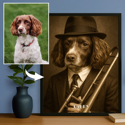Jazzhund - Porträt auf einem Poster für Hundefreunde