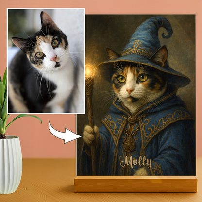 Katze als Zauberer - Acrylglas Porträt für Katzenliebhaber